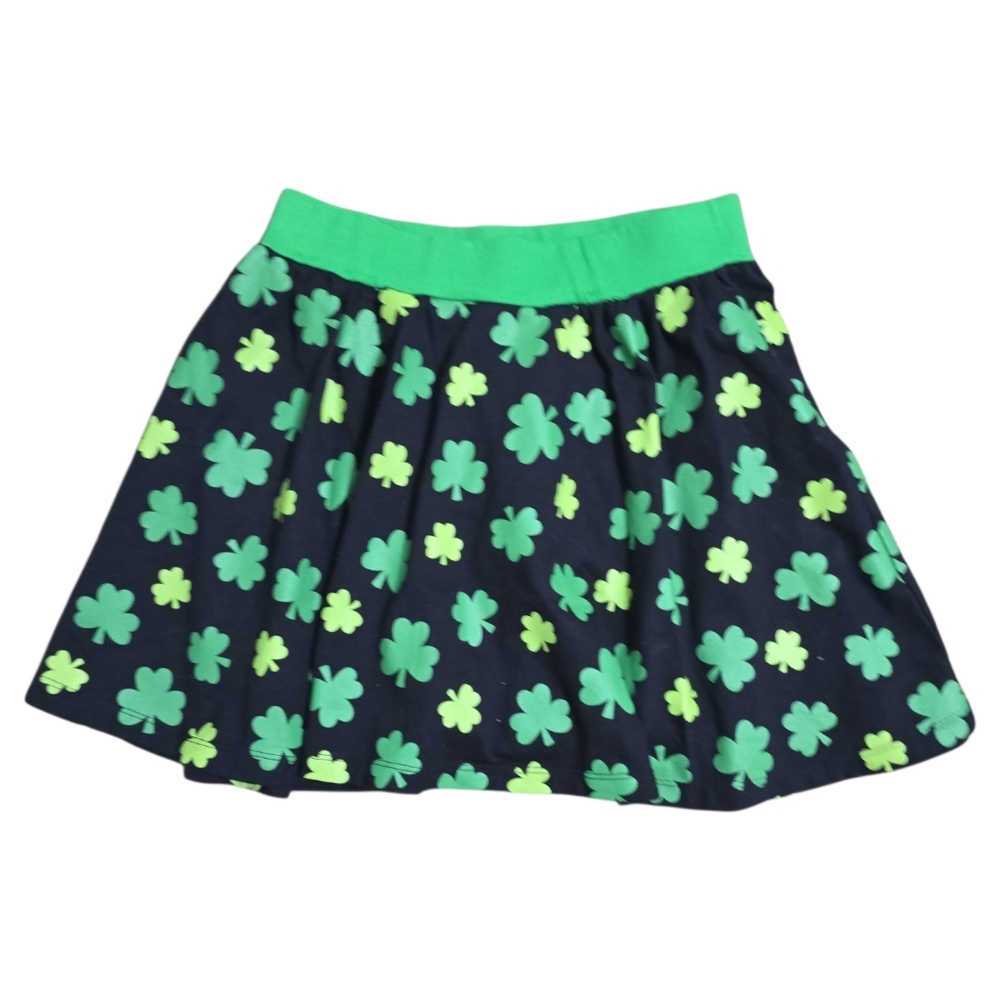 St Patricks Day Mini Skirt Size XS Three Leaf Clover Flowy Spring